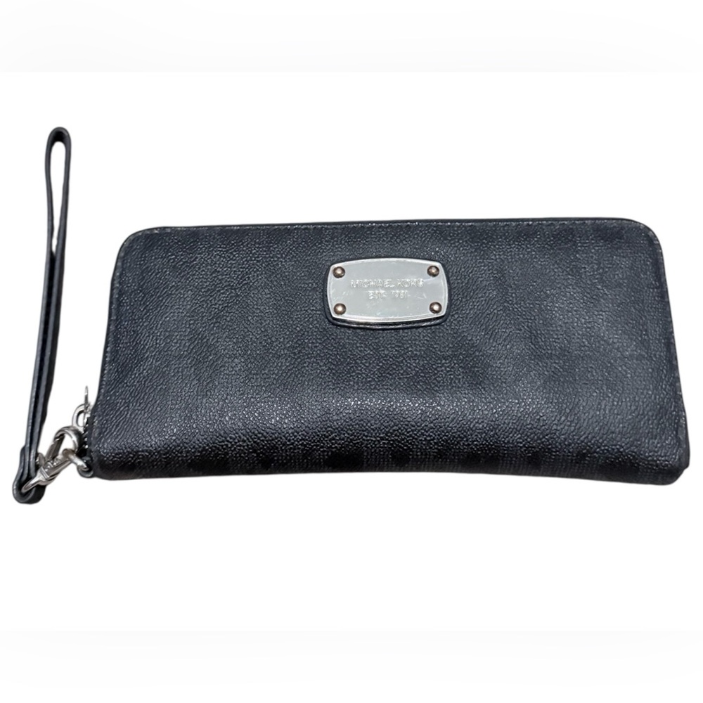Michael Kors Jet Set Travel zip around Saffiano black leather Continental wallet